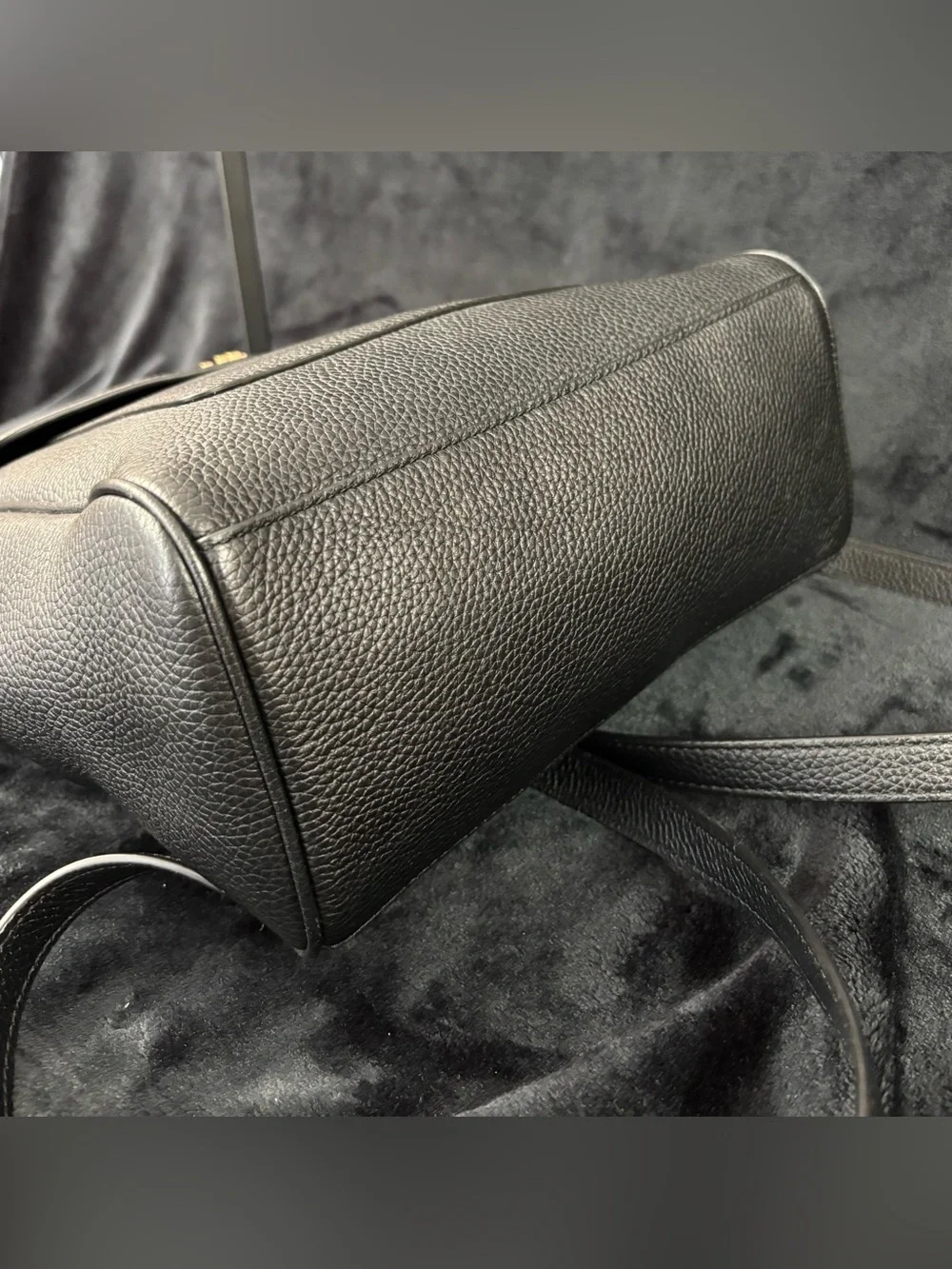 Tory Burch Black Pebbled Leather Flap Backpack Like New